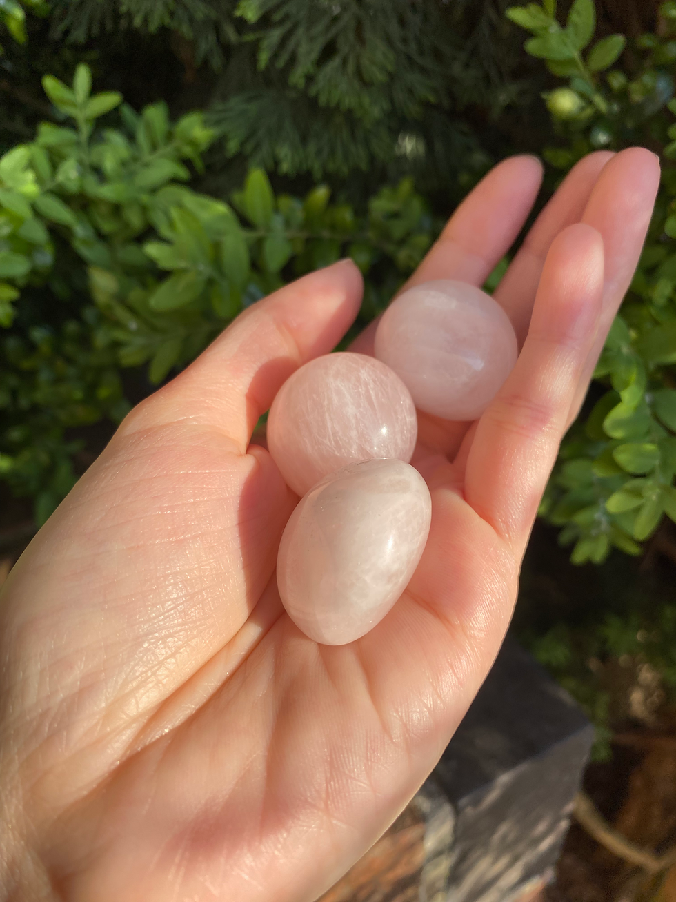 Thumbnail: 3 pink rose quartz stones / large