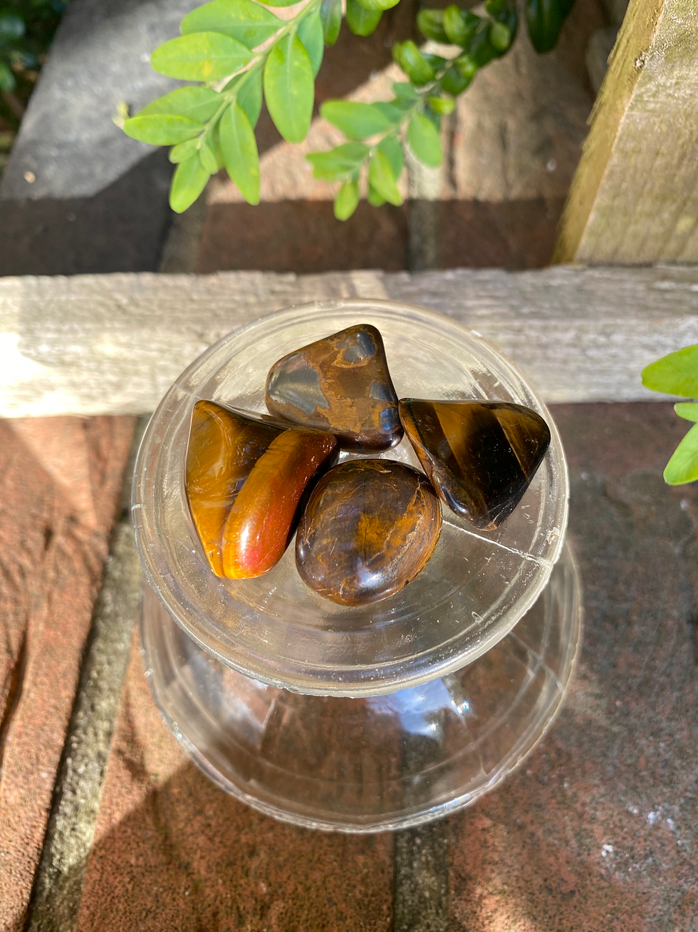 Thumbnail: 4 gold brown tigers eye tumbled stones / Small