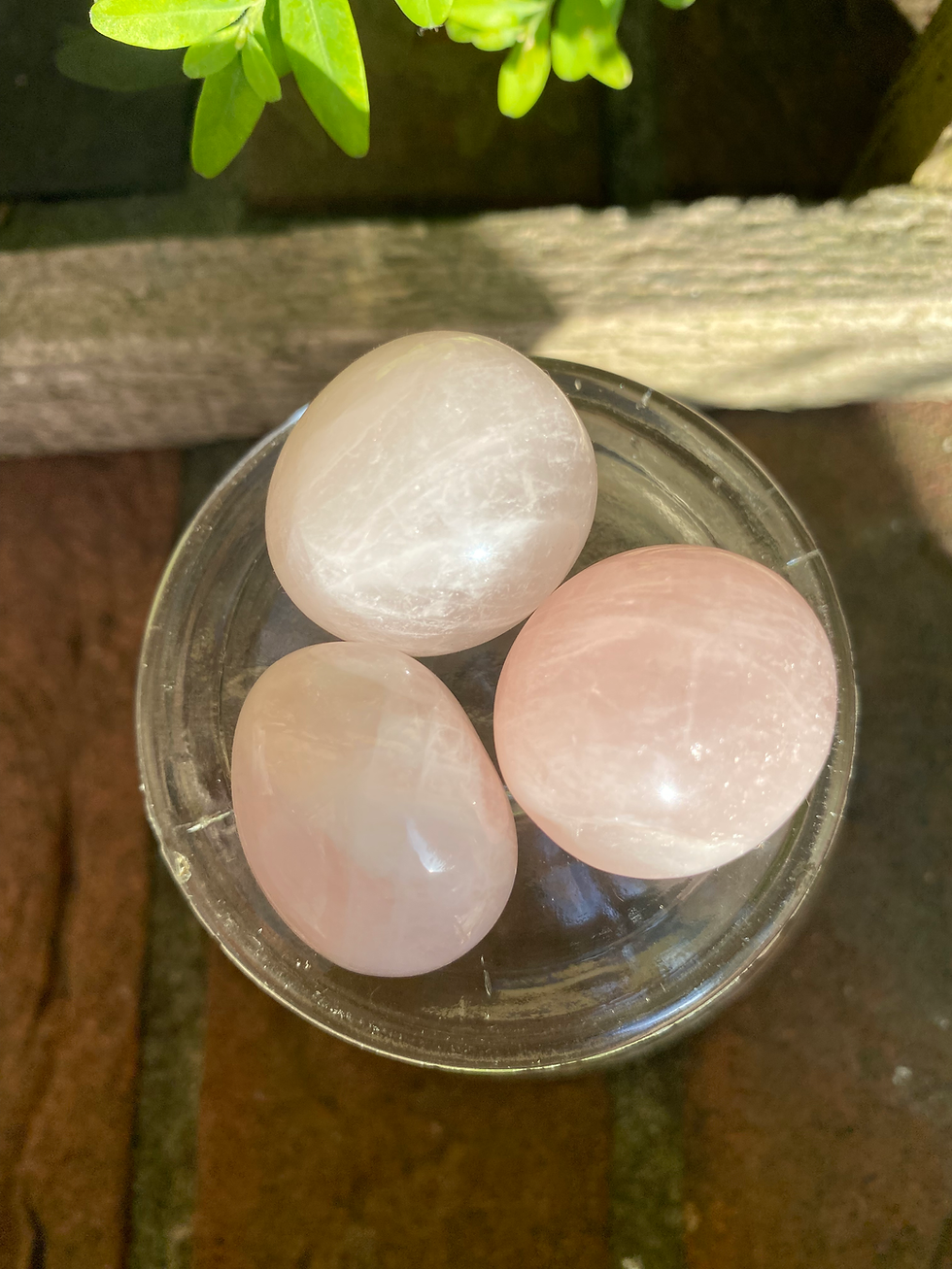Thumbnail: 3 pink rose quartz stones / large