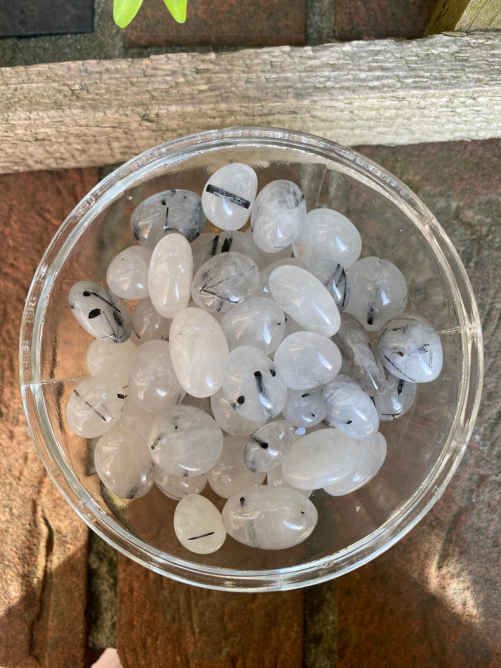 Thumbnail: 2 black rutilated tourmaline quartz stones