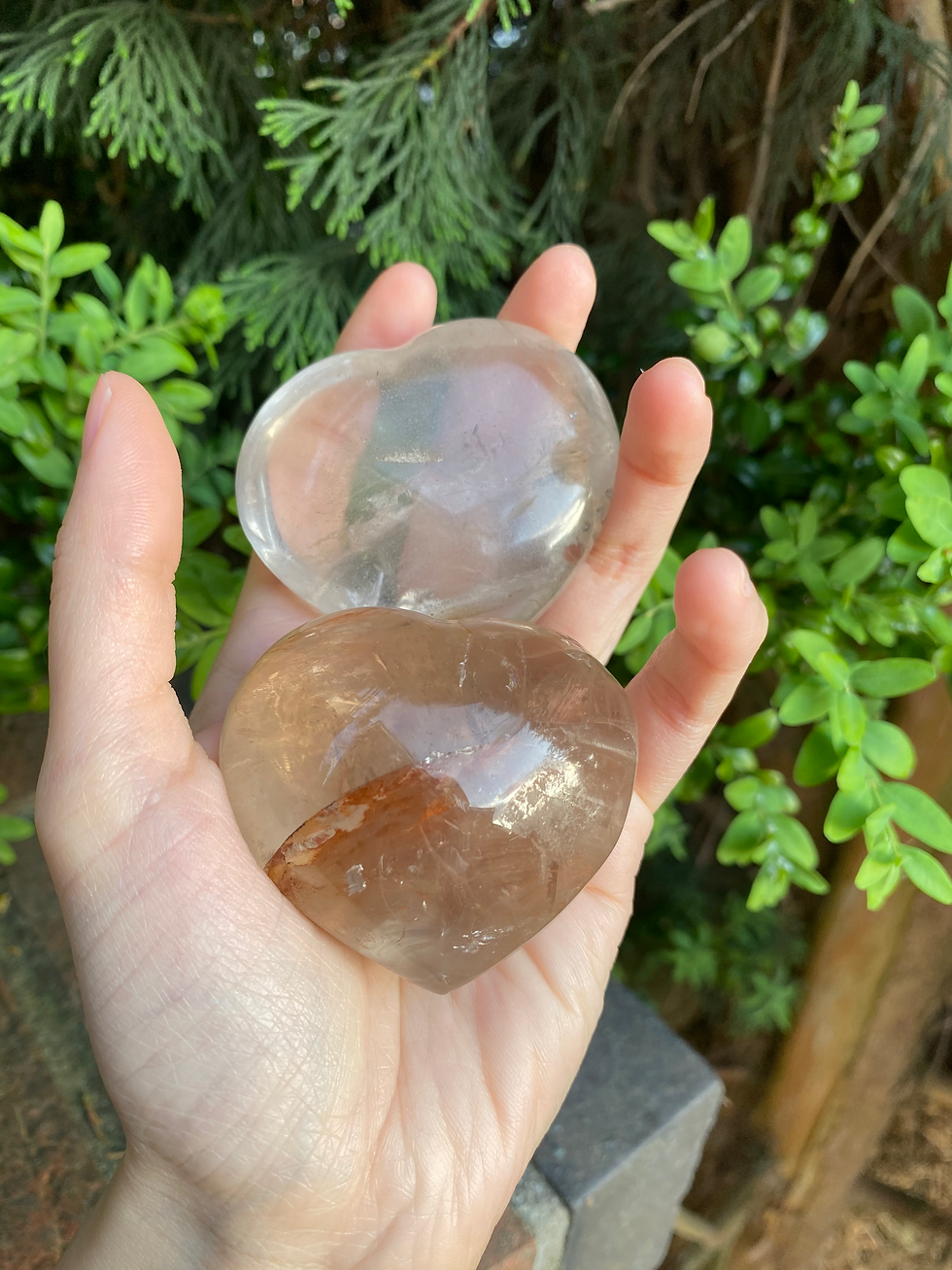 Thumbnail: 2 smoky heart quartz stones / large
