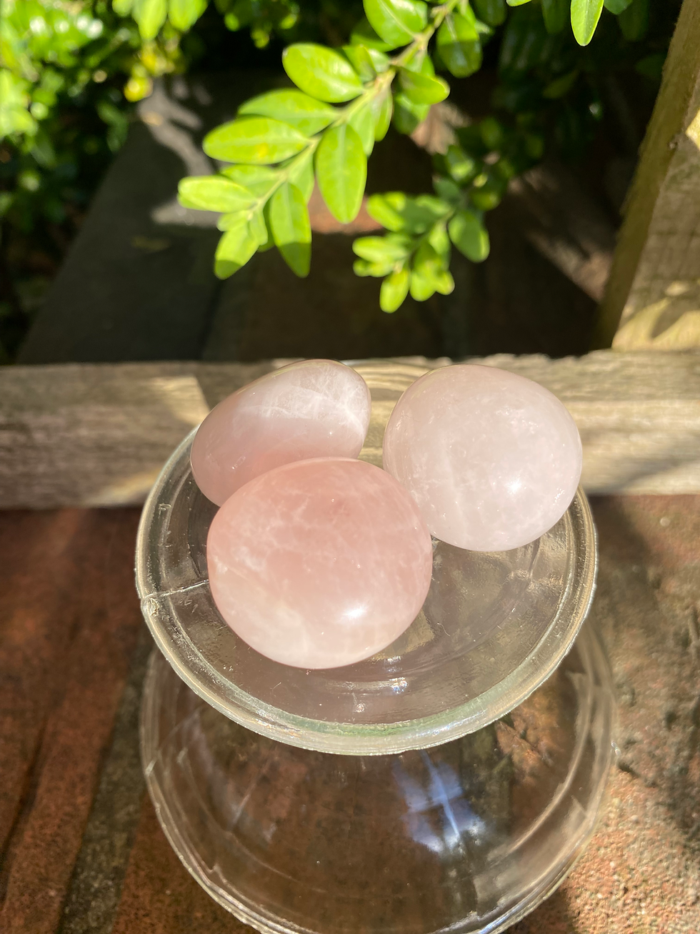 Thumbnail: 3 pink rose quartz stones / large