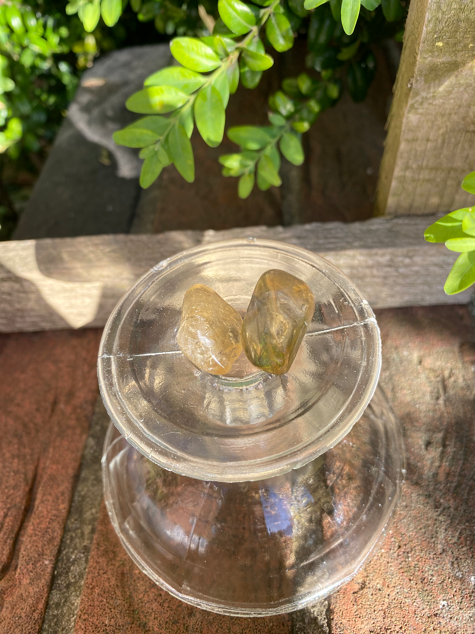 Thumbnail: 2 yellow citrine tumbled stones / small