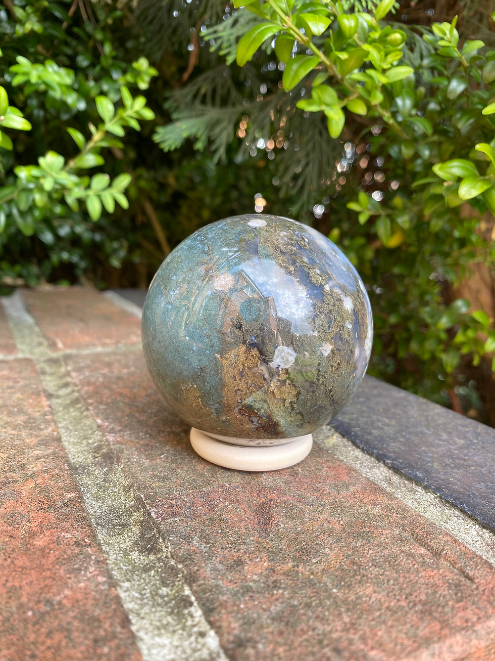 Thumbnail: Moss agate sphere 