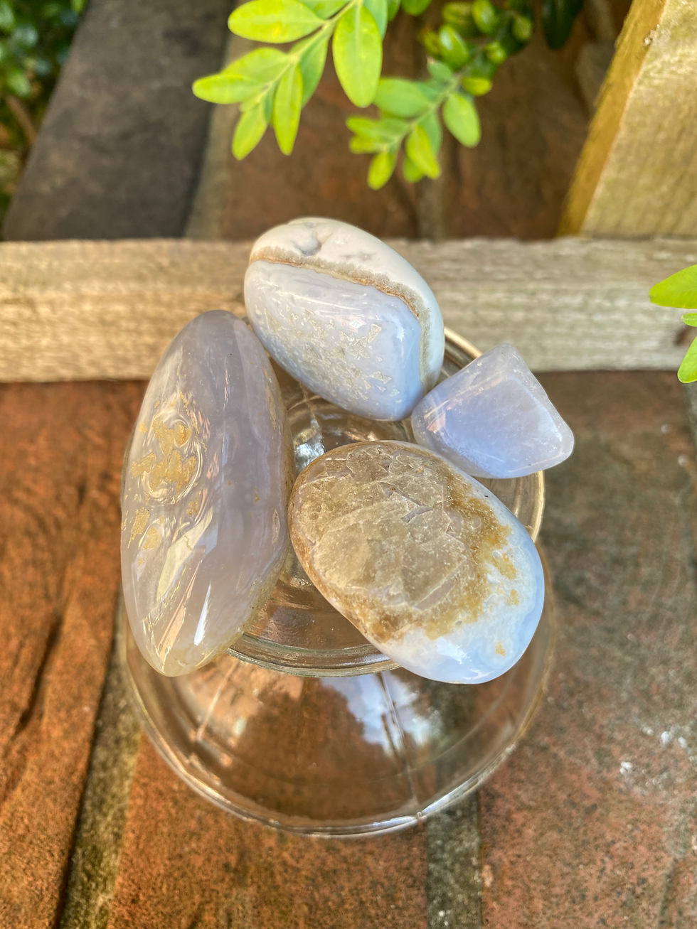 Thumbnail: 4 blue lace agate tumble stones