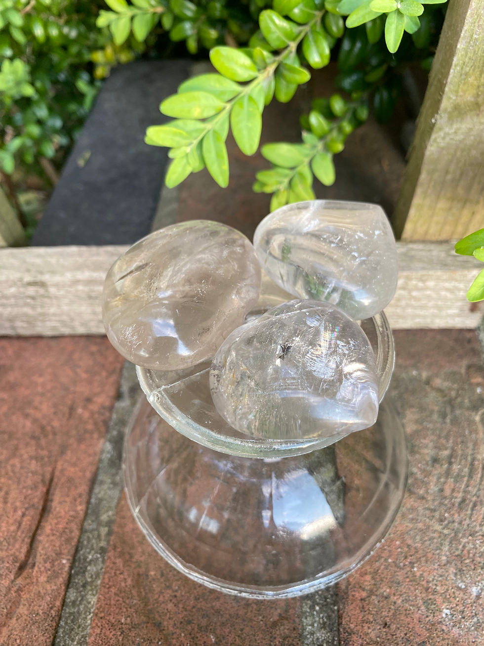 Thumbnail: 3 smoky heart quartz stones / medium
