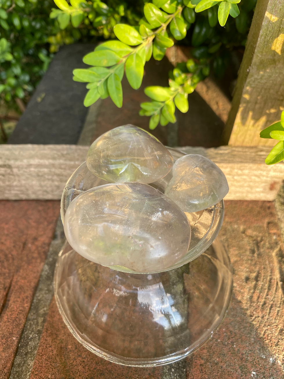 Thumbnail: 3 smoky heart quartz stones / small