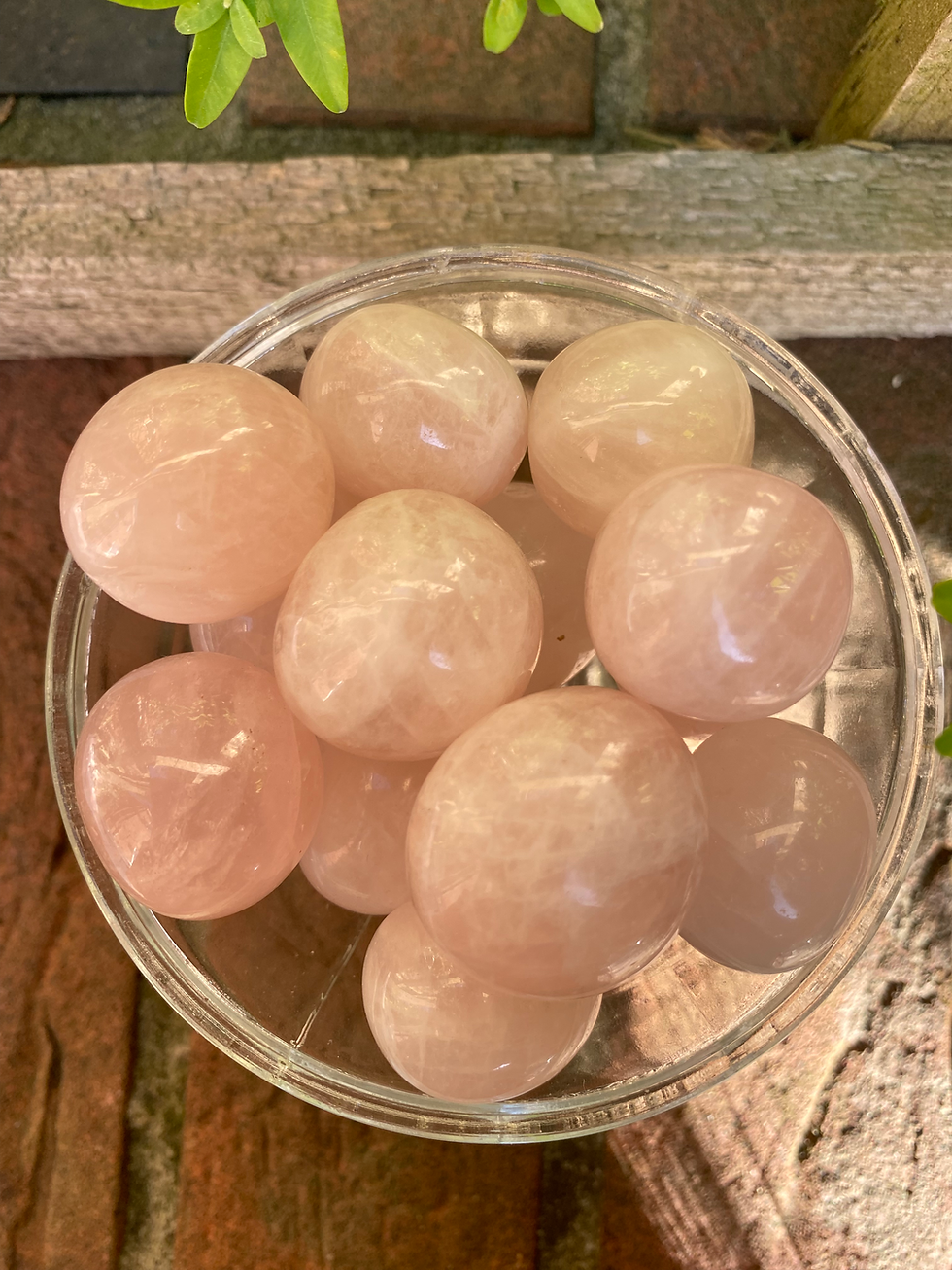 Thumbnail: 3 pink rose quartz stones / large
