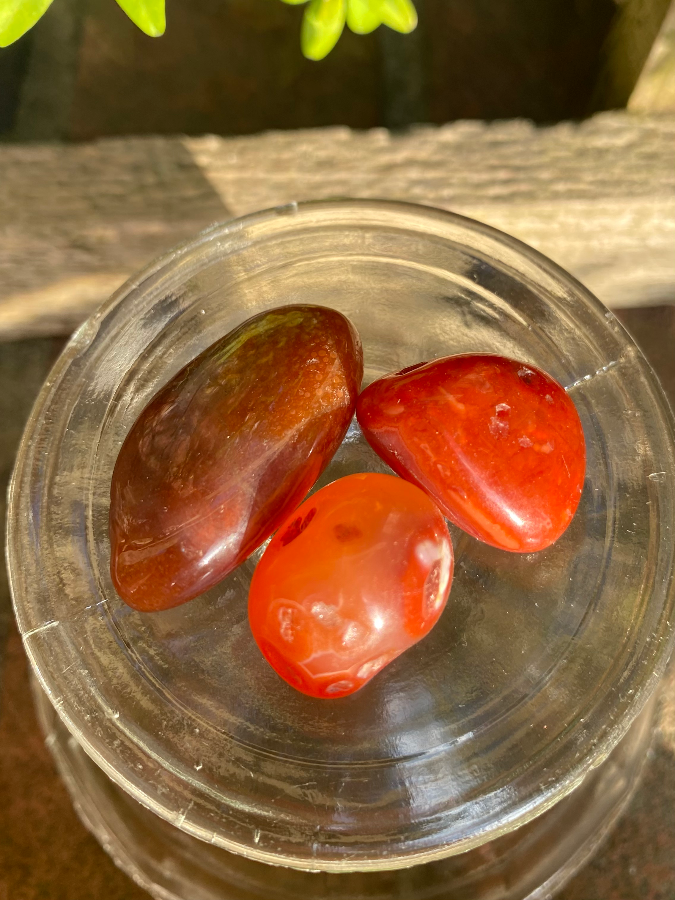3 red carnelian tumbled stones / medium