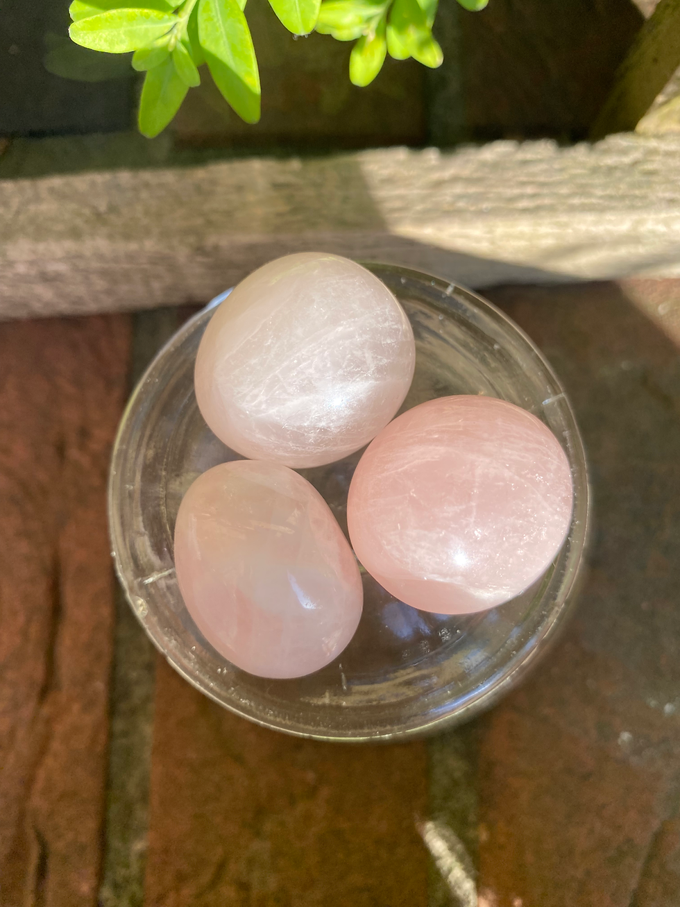 Thumbnail: 3 pink rose quartz stones / large