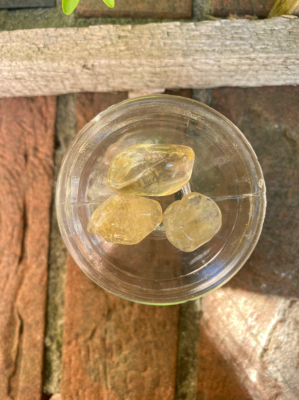 Thumbnail: 3 yellow citrine tumbled stones / small