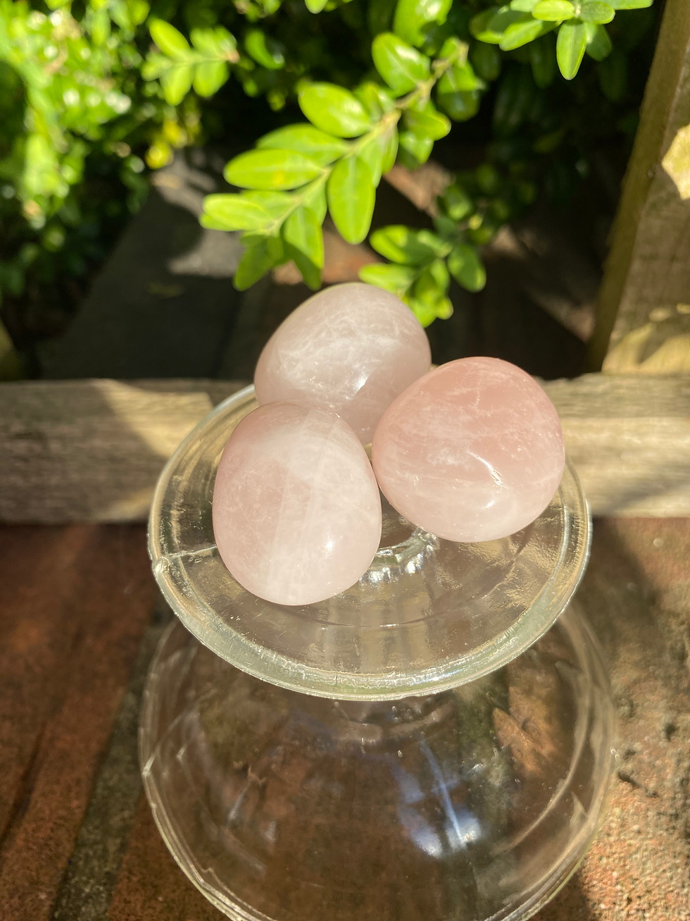 Thumbnail: 3 pink rose quartz stones / large