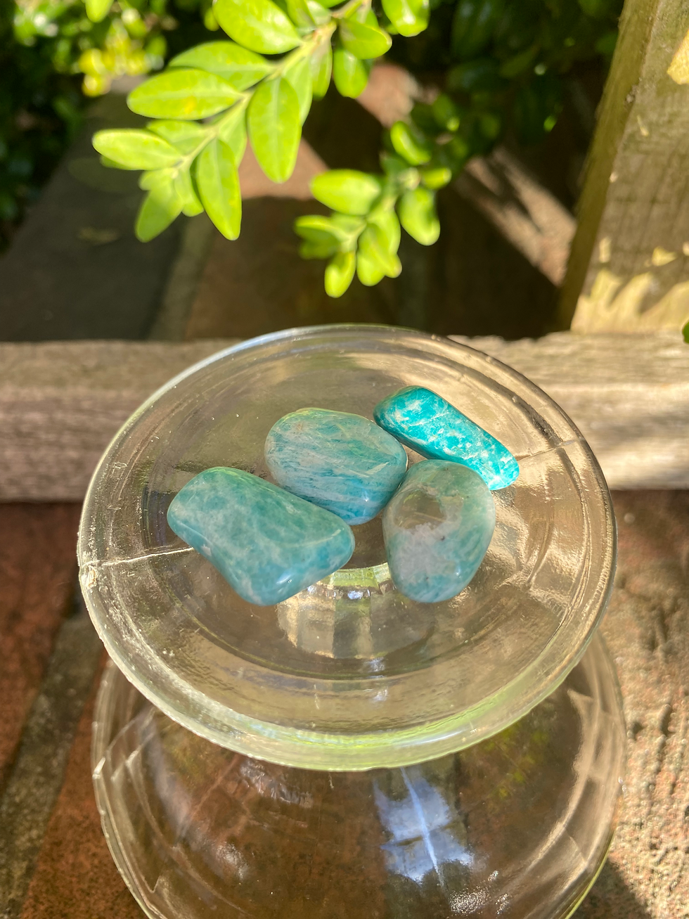 Thumbnail: 4 blue amazonite tumbled stones / small