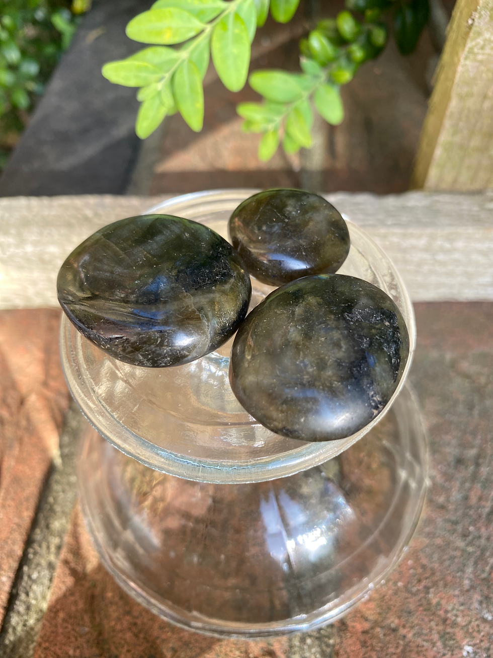 Thumbnail: 3 labradorite tumbled stones / small
