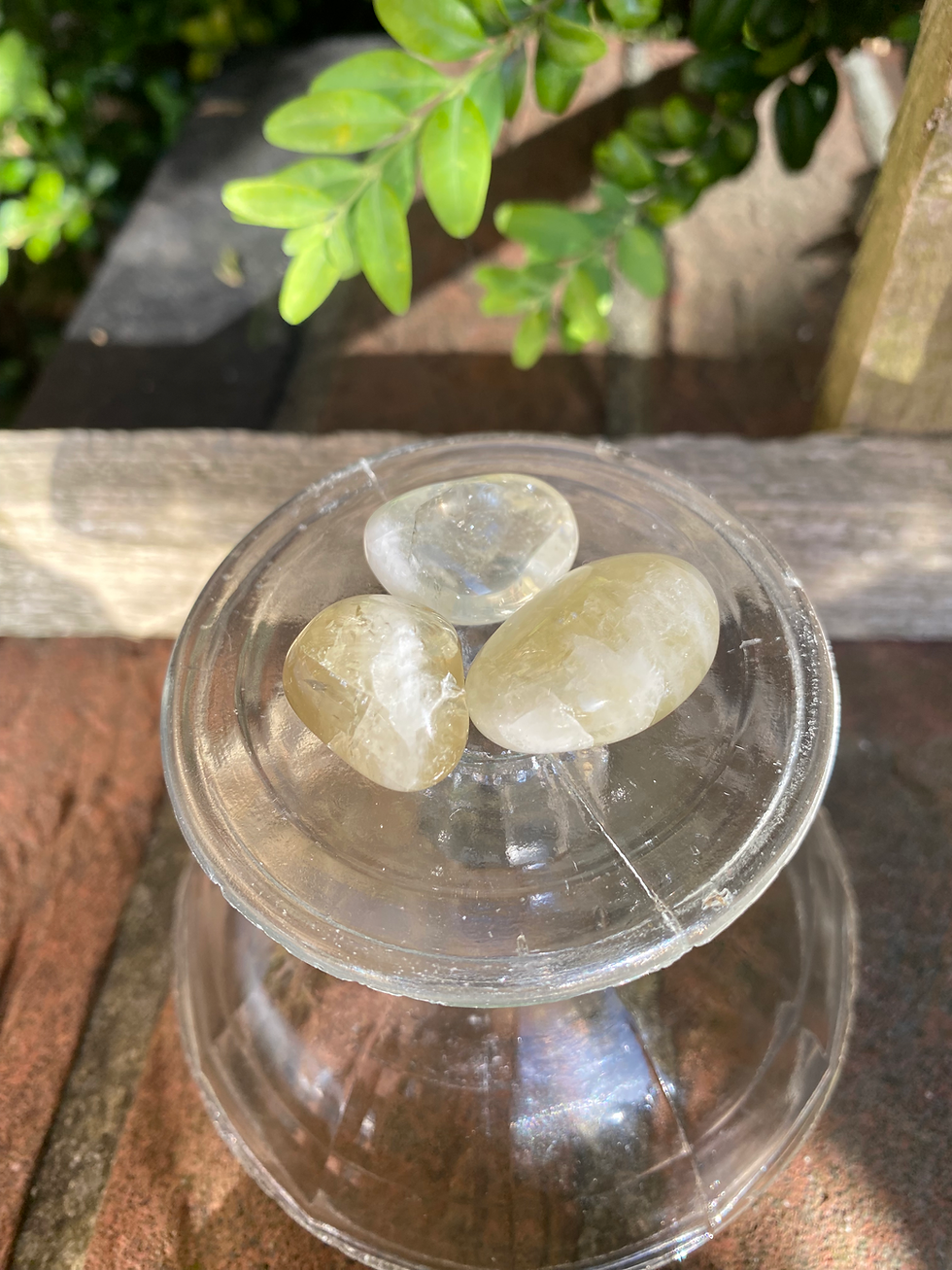 Thumbnail: 3 yellow citrine tumbled stones / medium