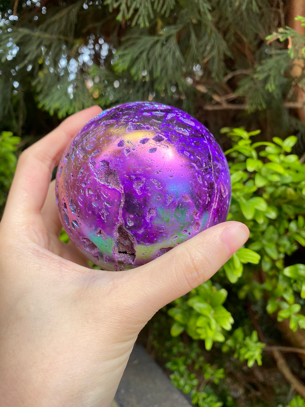 Thumbnail: Purple Aura sphalerite sphere / 79mm / 636g