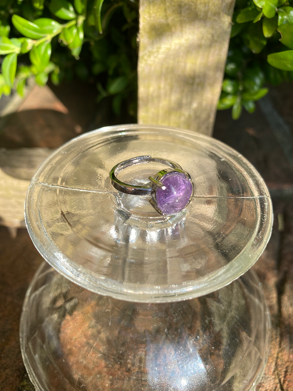 Thumbnail: Purple amethyst stone silver band ring