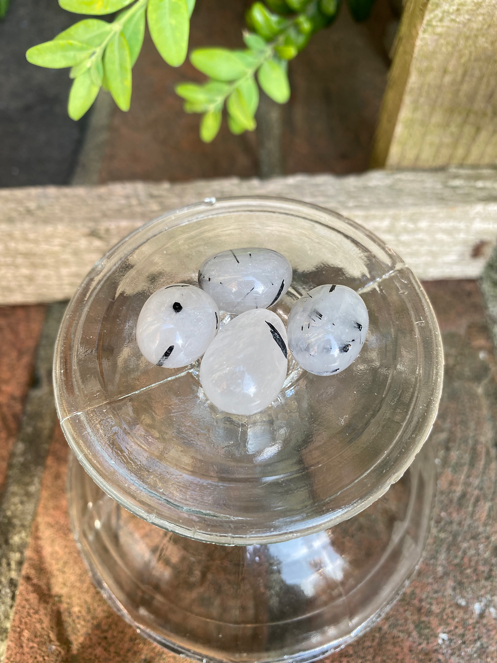 Thumbnail: 4 black rutilated tourmaline quartz stones