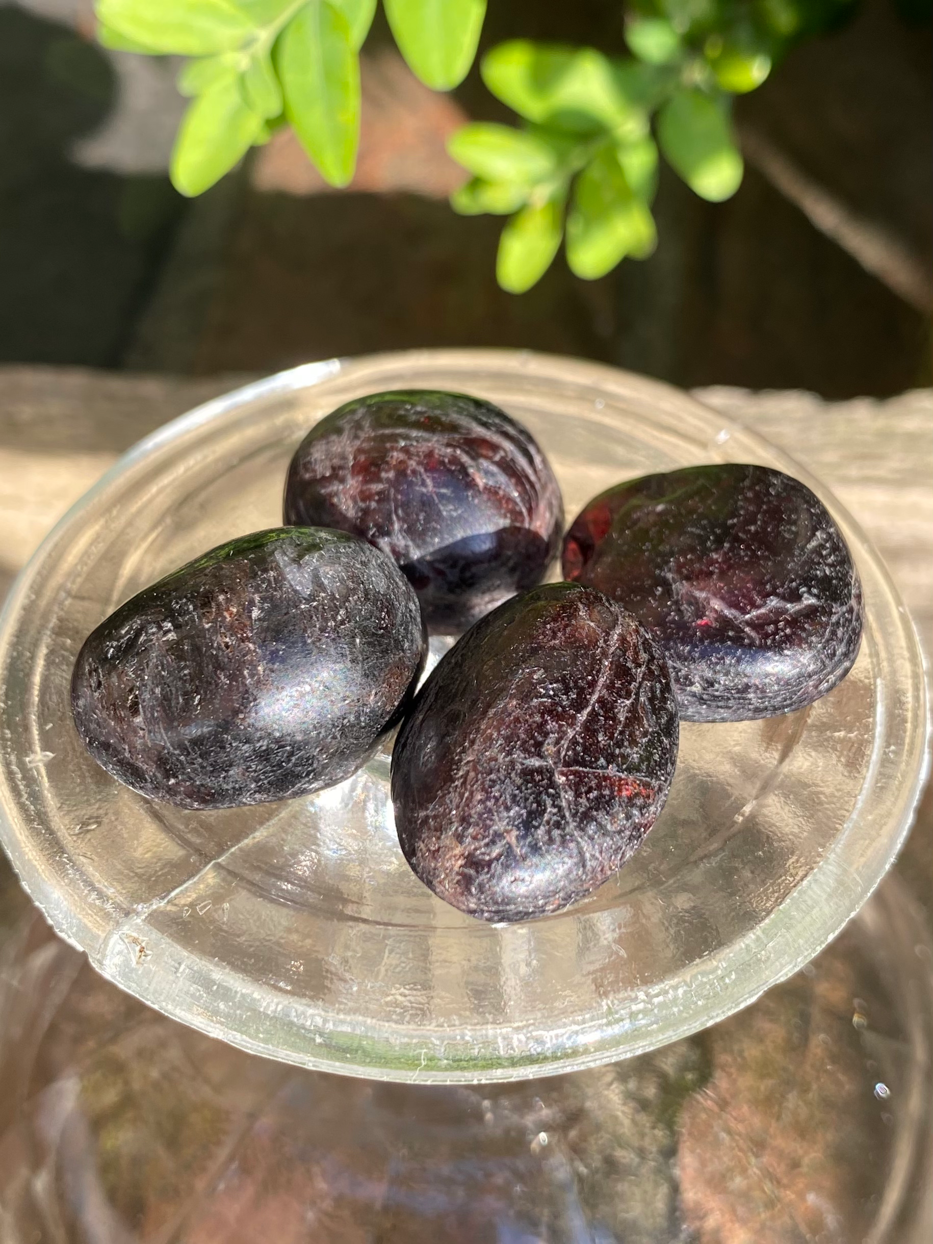 4 red garnet tumbled stones / large