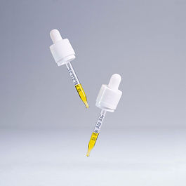 Compliant, child resistant, tamper evident 18-415 dropper caps with glass or plastic 1ml graduated pipette for extracts, oils, tinctures, and other liquids.