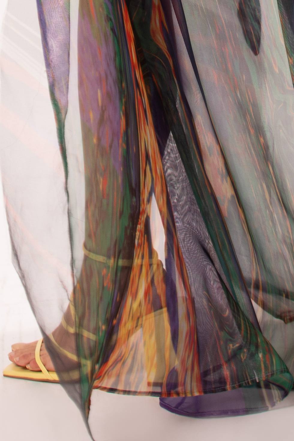 Thumbnail: COLLAR SCARF LONG KIMONO WORMHOLE PRINT