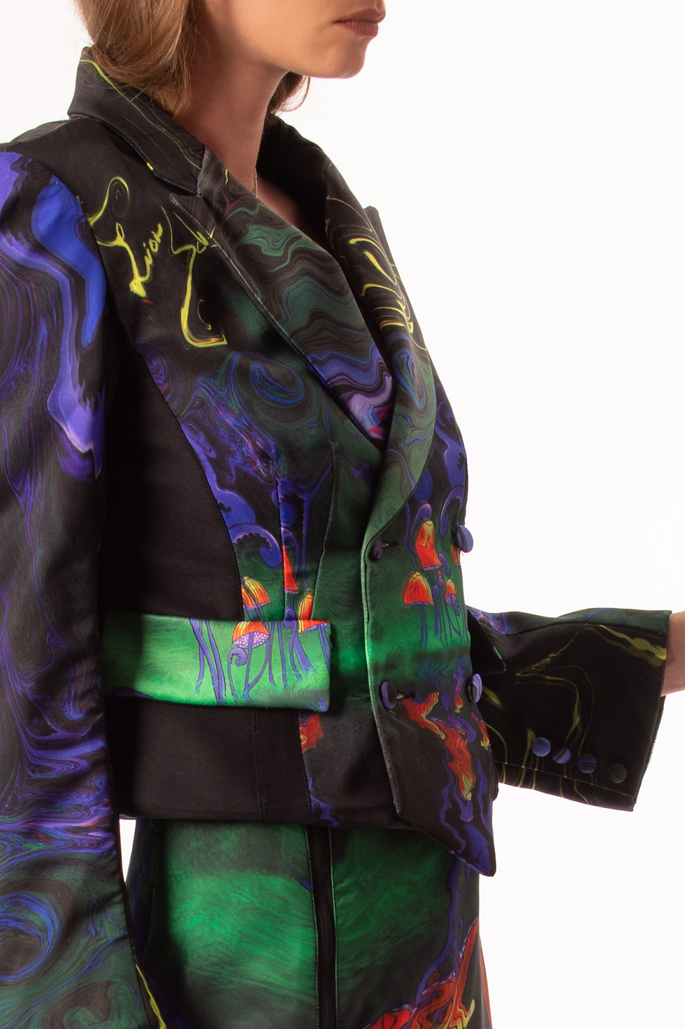 Thumbnail: LAUGHING MUSHROOM PRINT LADY DOUBLE BREASTED JACKET