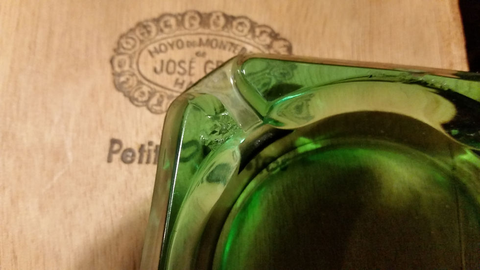 Thumbnail: Vintage Green Glass Cigar Ashtray 