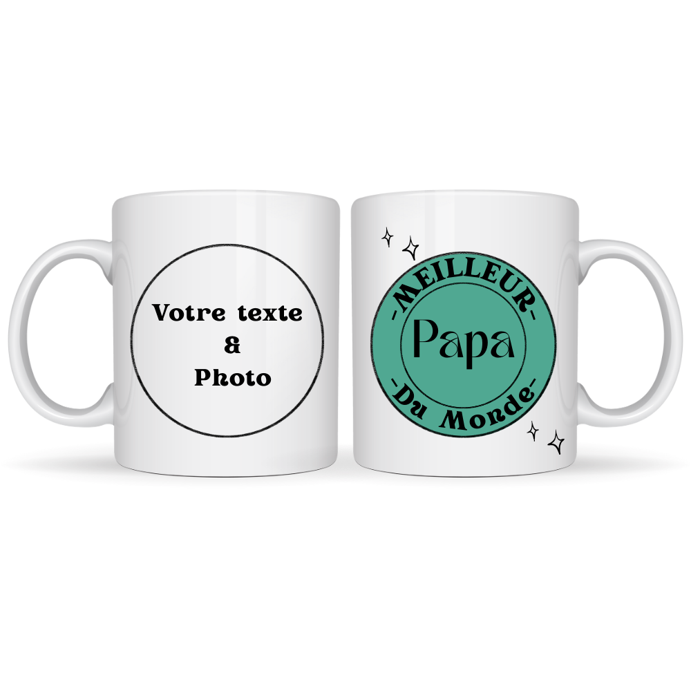 Mug famille meilleur Papa de monde avec votre texte ou photo