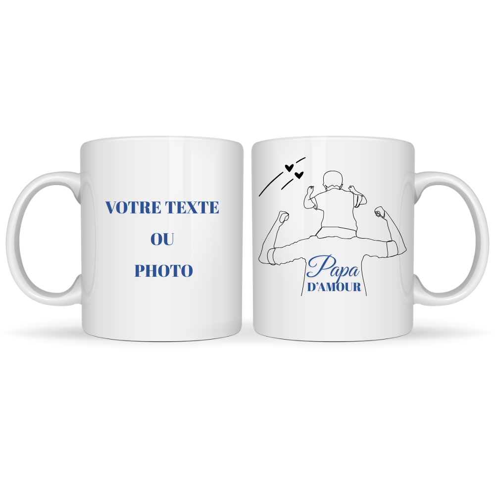 Mug famille papa d'amour avec votre texte ou photo