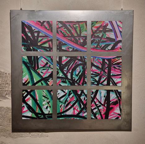 Toile permutable, les 9 éléments sont interchangeables et pivotables