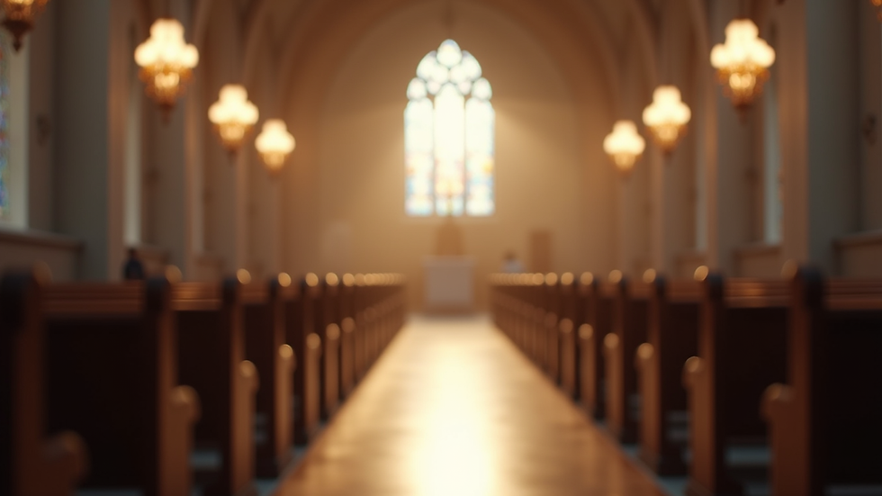 Eye-level view of a serene church interior with soft lighting