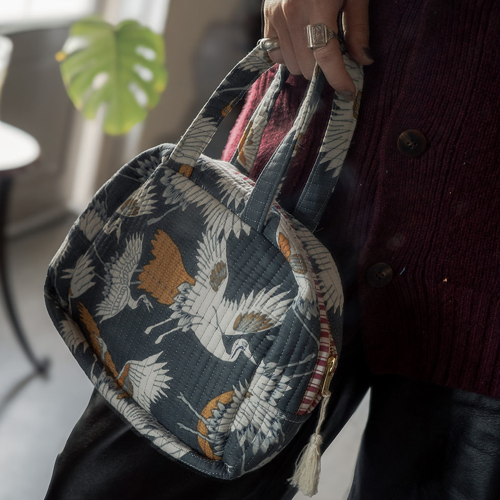 サムネイル： Indian Block print キルティングバッグ