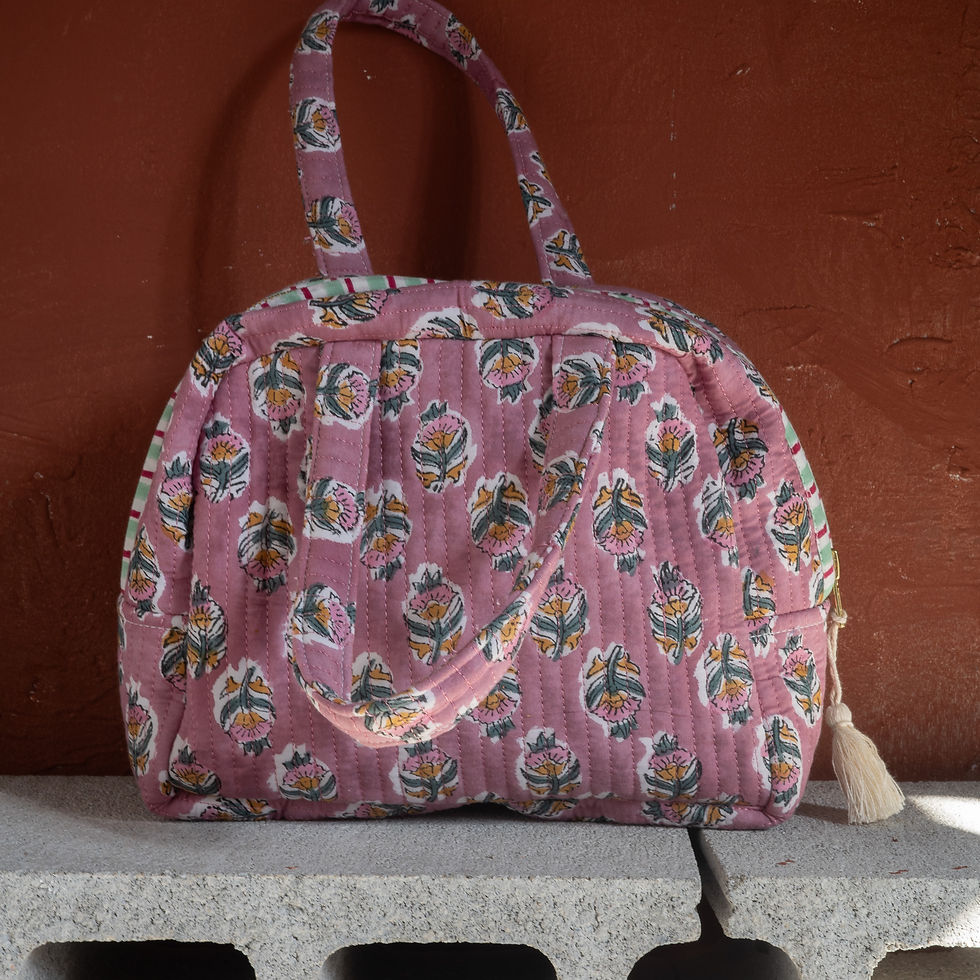 サムネイル： Indian Block print キルティングバッグ