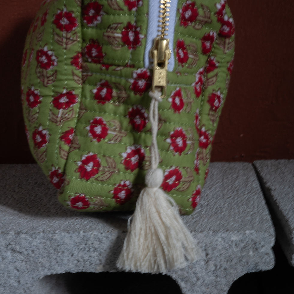 サムネイル： Indian Block print キルティングポーチ