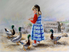 'Elli feeding the ducks'