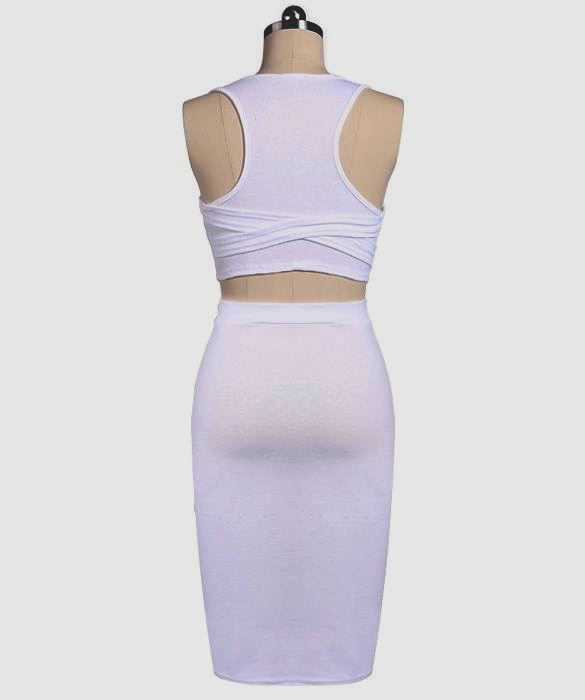 Thumbnail: Co Ord Bandage Style Midi Skirt & Crop Top Set
