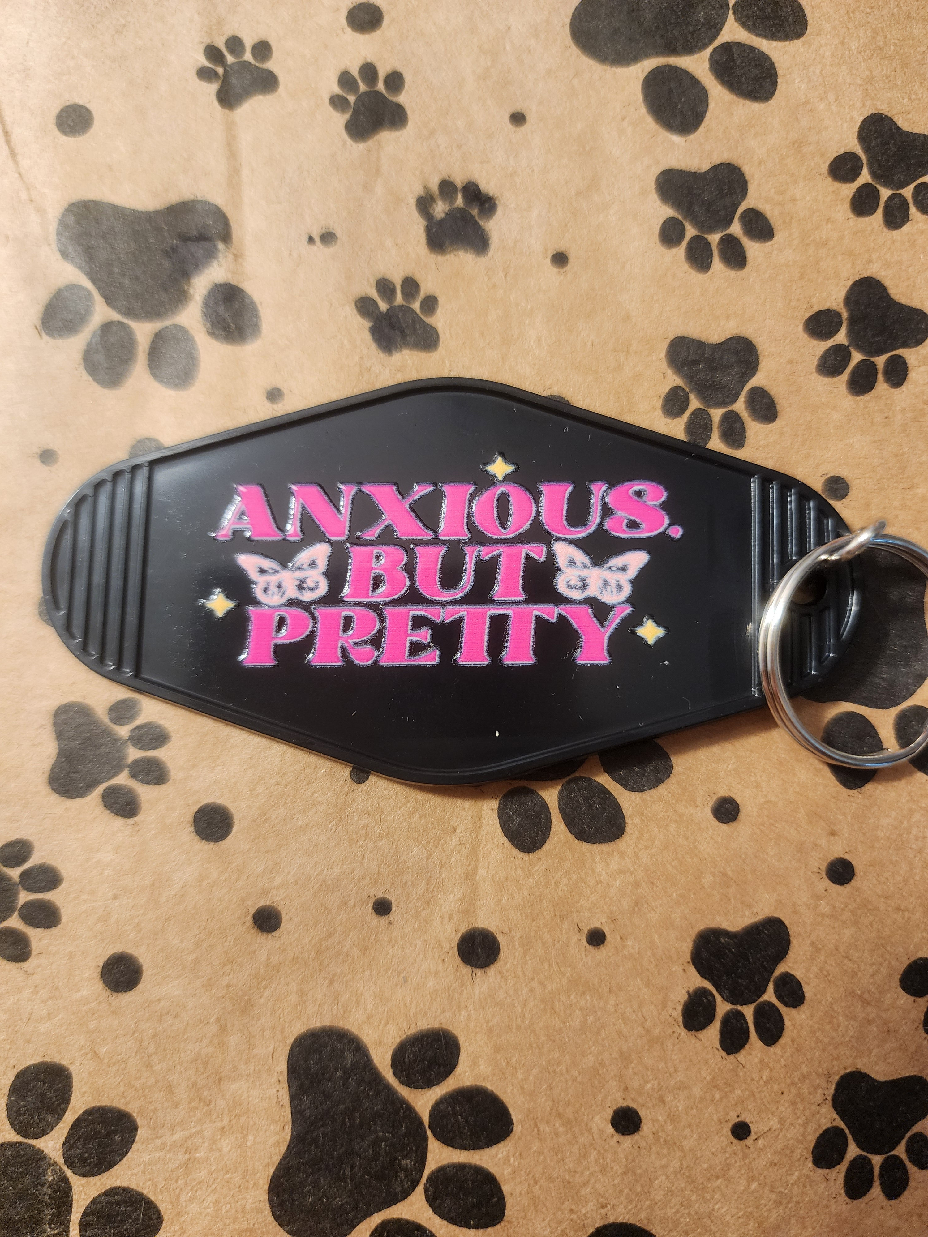 Black Anxious But Pretty Keychain