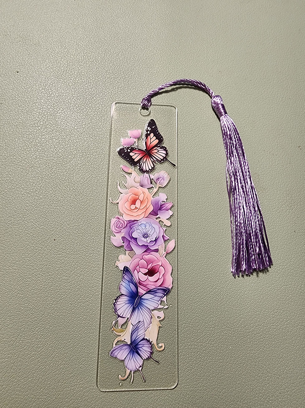 Thumbnail: Floral Butterfly Lavender Tassel Bookmark