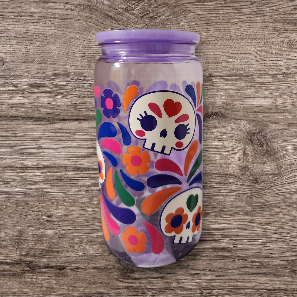 Thumbnail: Colorful Sugar Skull 16 oz Tumbler - Handmade