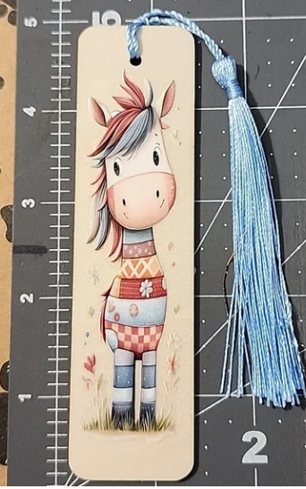 Thumbnail: Cute Horse Bookmark with Blue Tassel