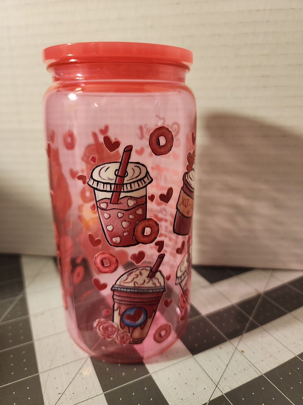 Thumbnail: Sweet Love Pink Plastic Tumbler, 16oz, Handmade