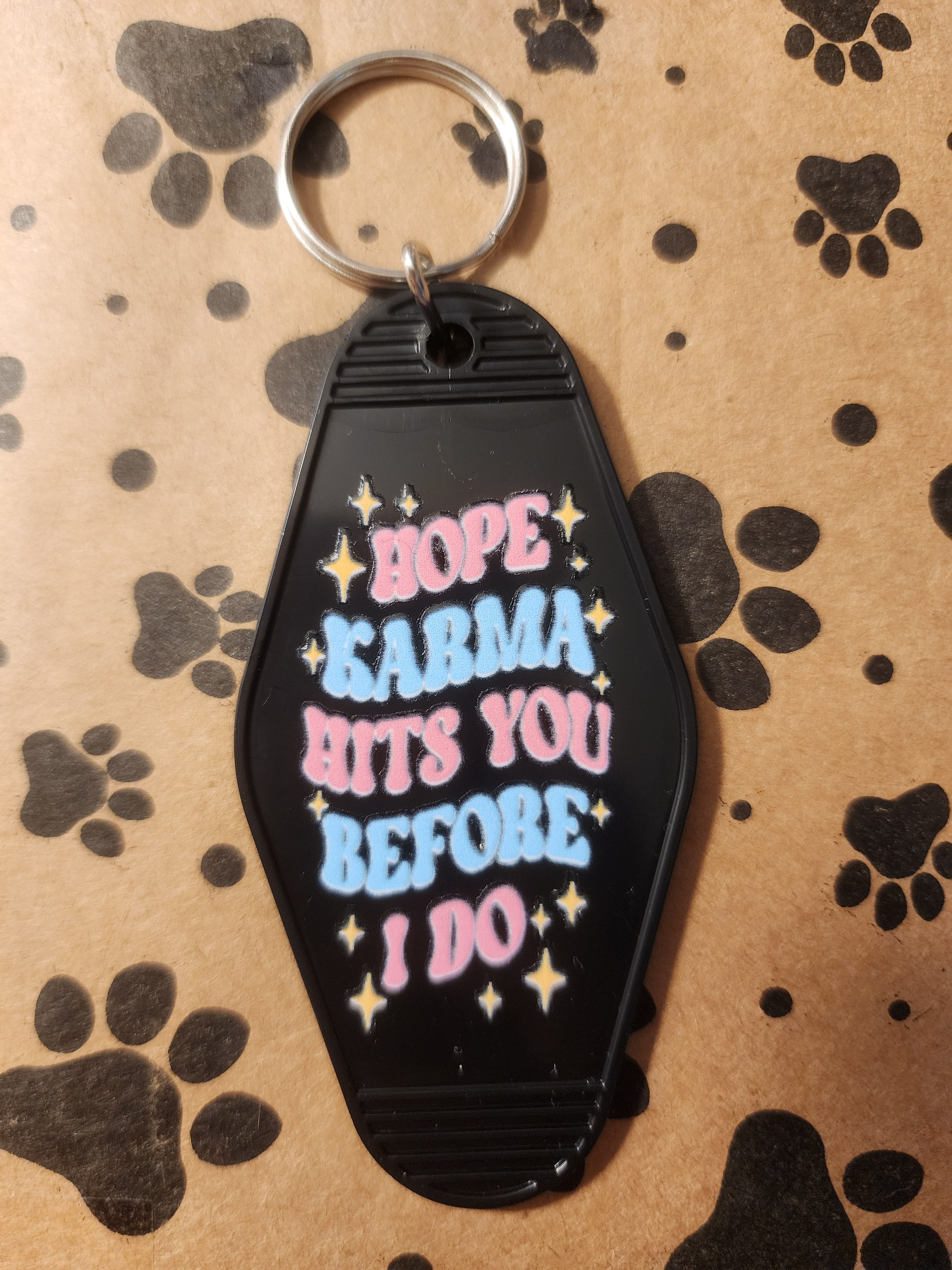 Black Keychain with Colorful Quote
