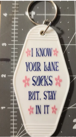 Thumbnail: White Keychain with Funny Text