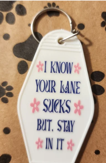 Thumbnail: White Keychain with Funny Text
