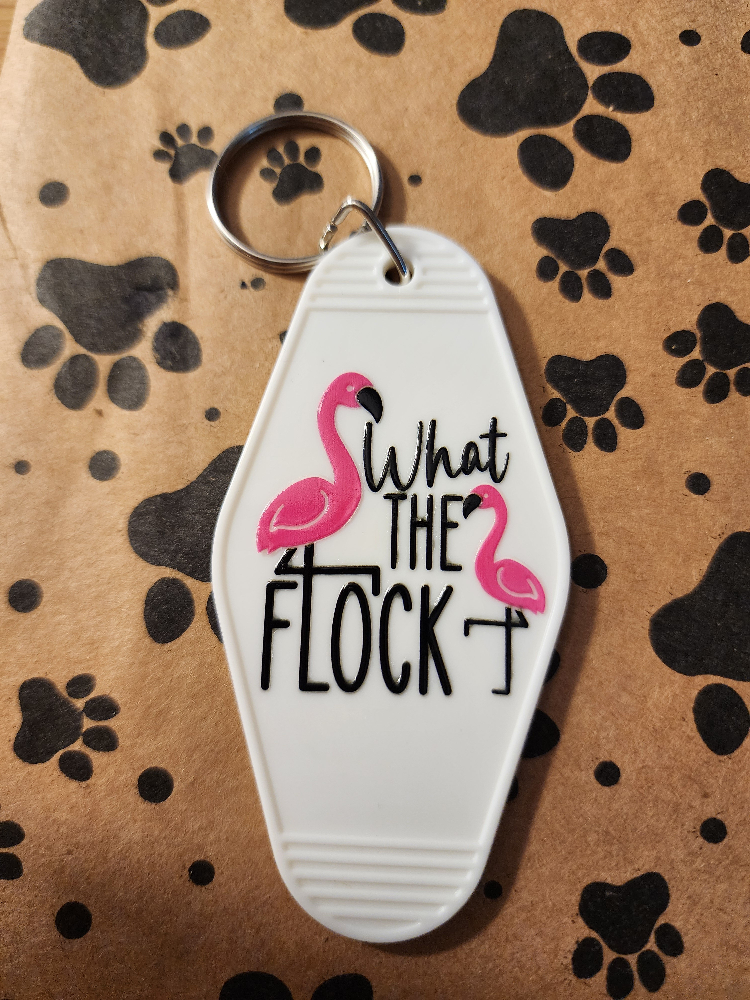 Flamingo Keychain with Fun Quote