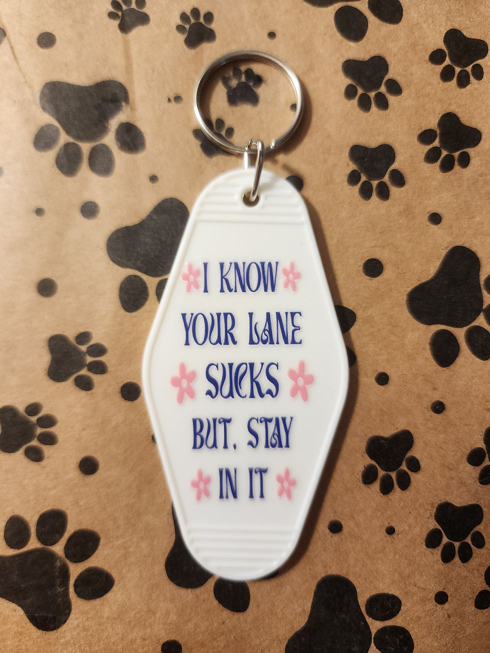 Thumbnail: White Keychain with Funny Text