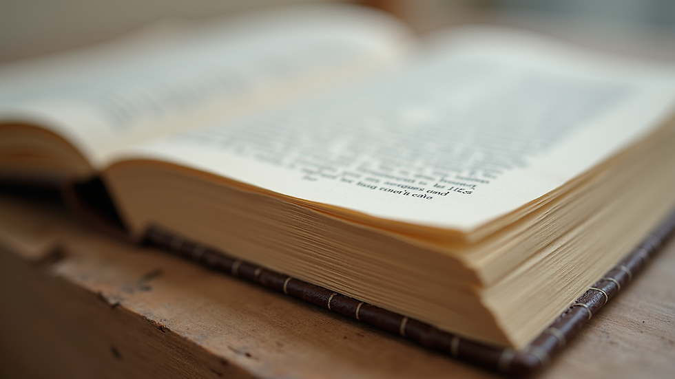 Close-up view of a hand-stitched book binding with textured paper