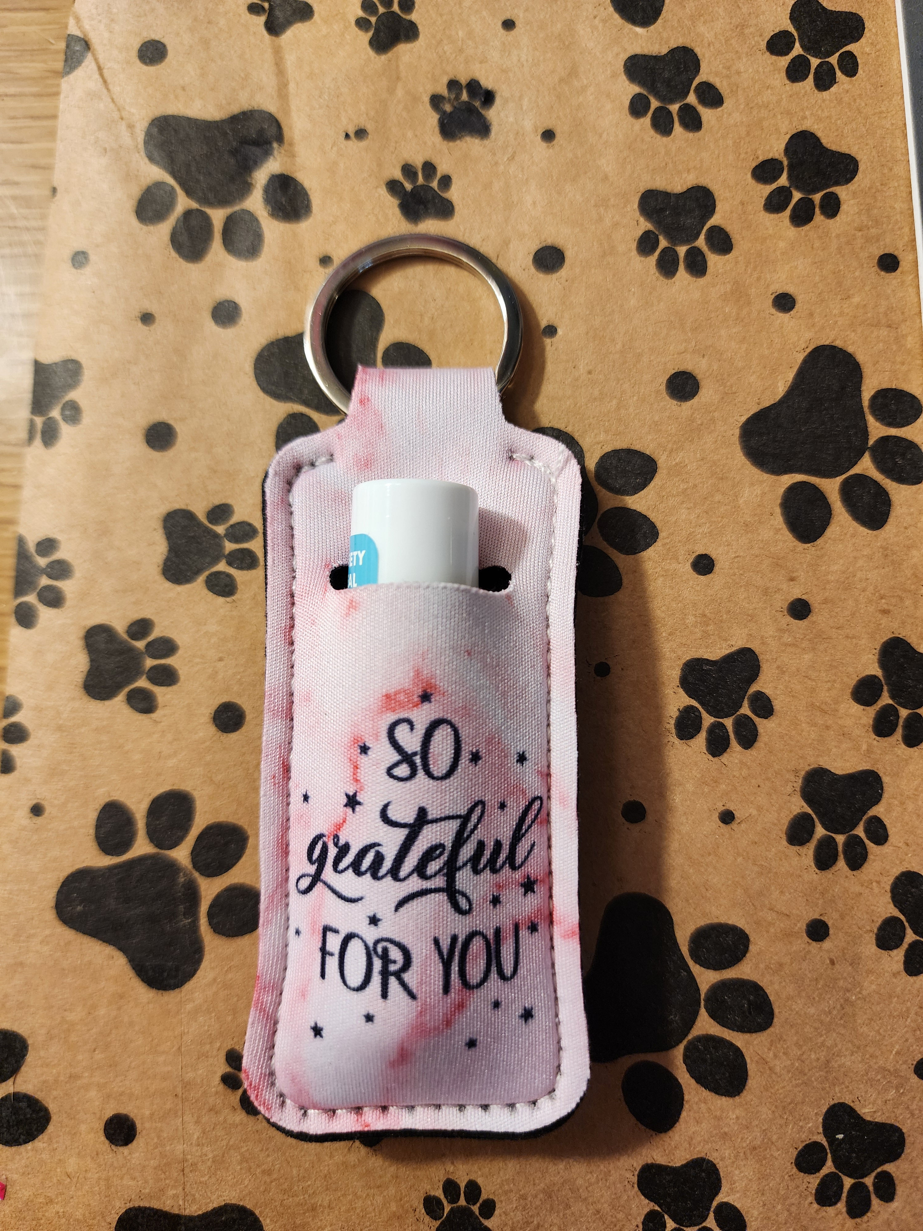 Pink Lip Balm Holder Keychain