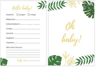 Babybelly babyshower invulkaarten