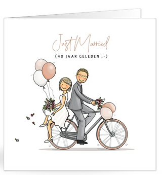 jubileumkaart fiets met balonnen